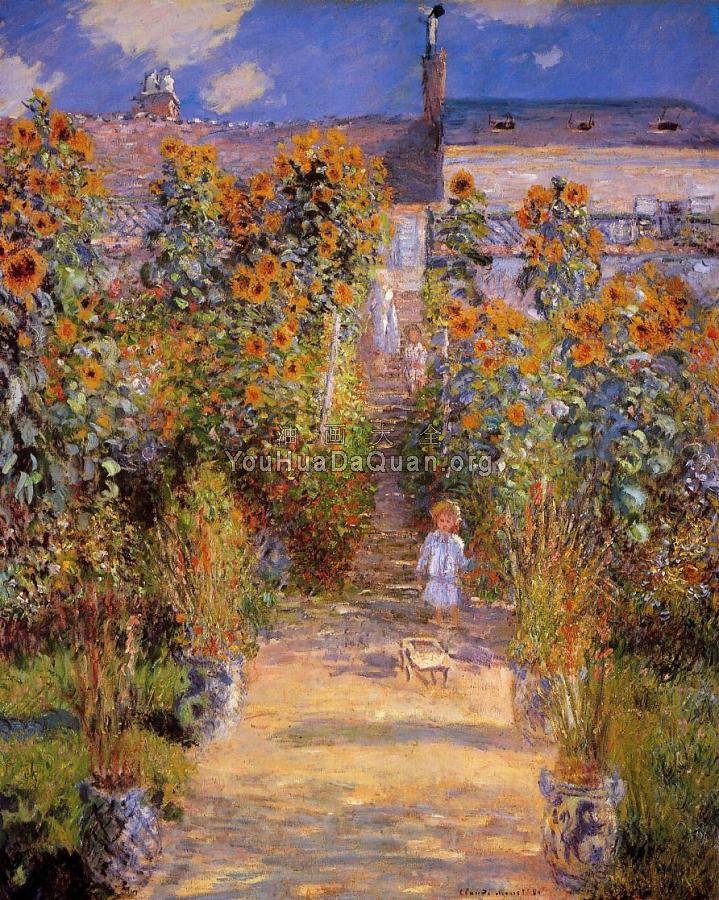 Monet's Garden at Vetheuil - 克劳德·莫奈